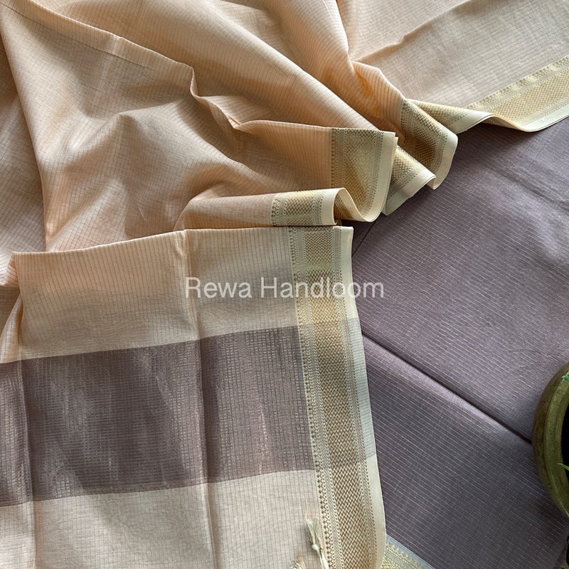 Maheshwari Onion-Light Peach Tissue Top-Dupatta TTP012