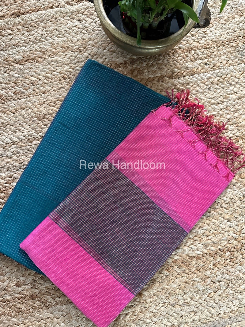 Maheshwari Green-Pink Tissue Top-Dupatta TTP015