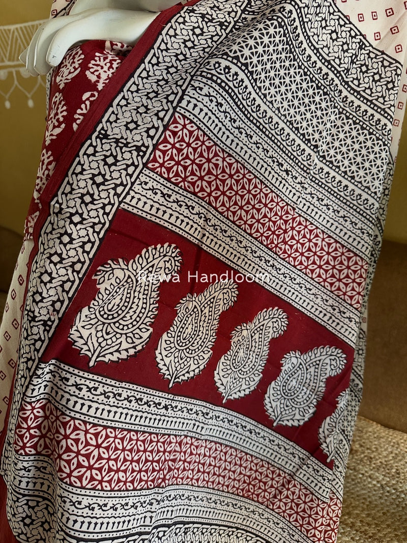 Red-White Bagh Print Cotton Suit BGCSJ0214