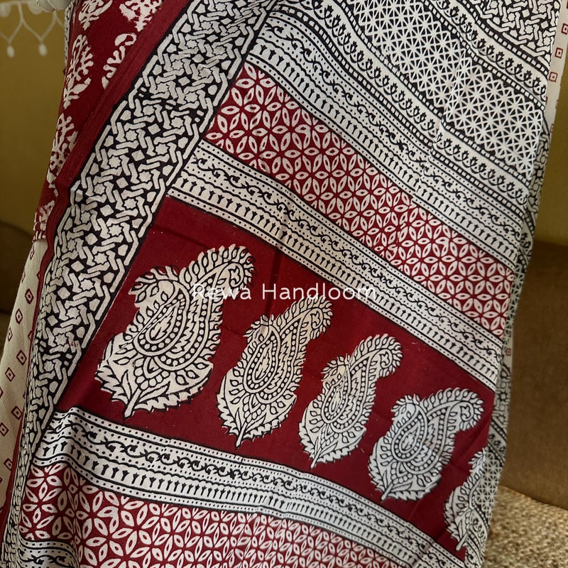 Red-White Bagh Print Cotton Suit BGCSJ0214