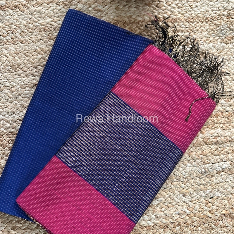 Maheshwari  Blue-Rani Pink Tissue Top-Dupatta TTP018