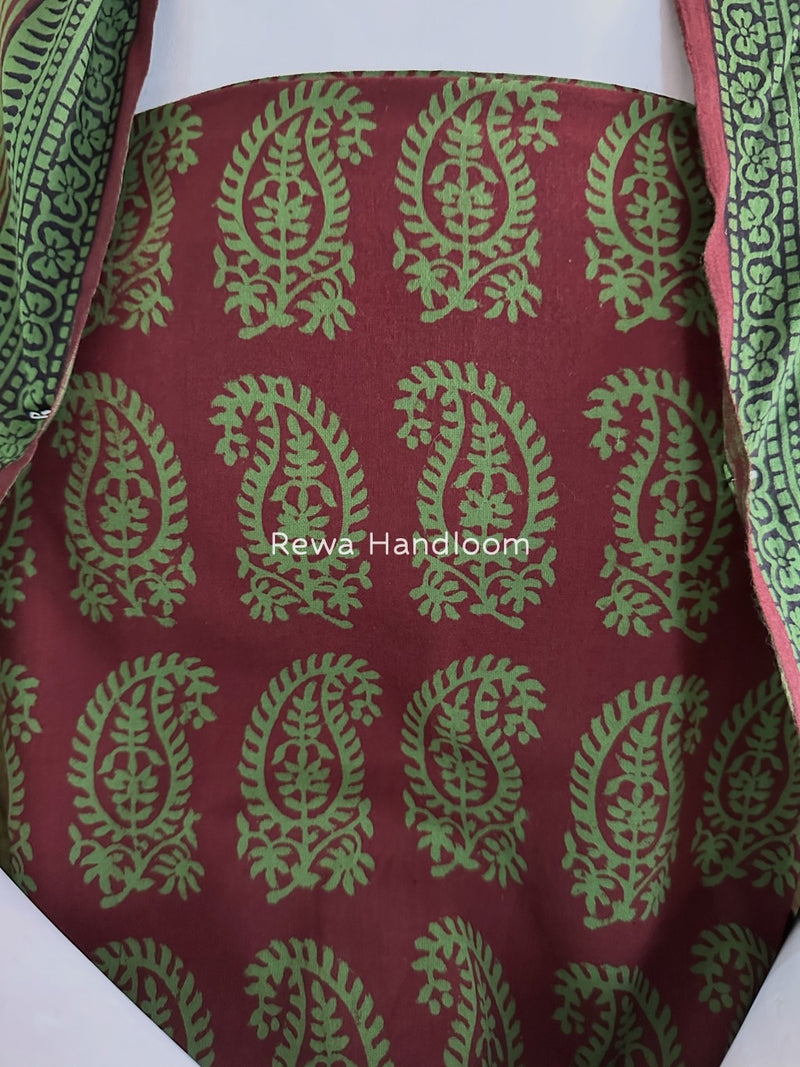 Maroon-Green Bagh Print Cotton Suit BGCSJ0159