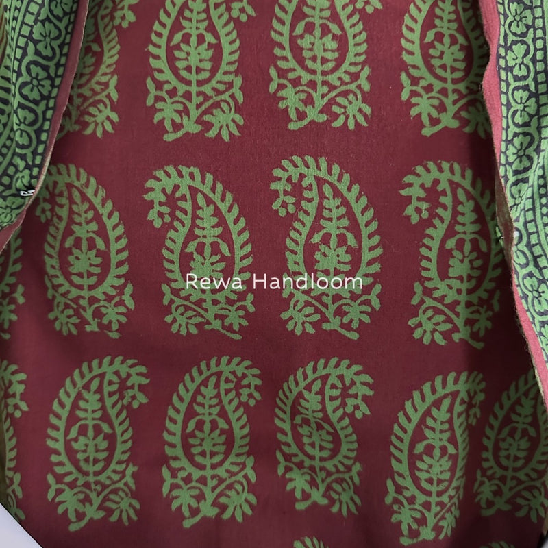 Maroon-Green Bagh Print Cotton Suit BGCSJ0159