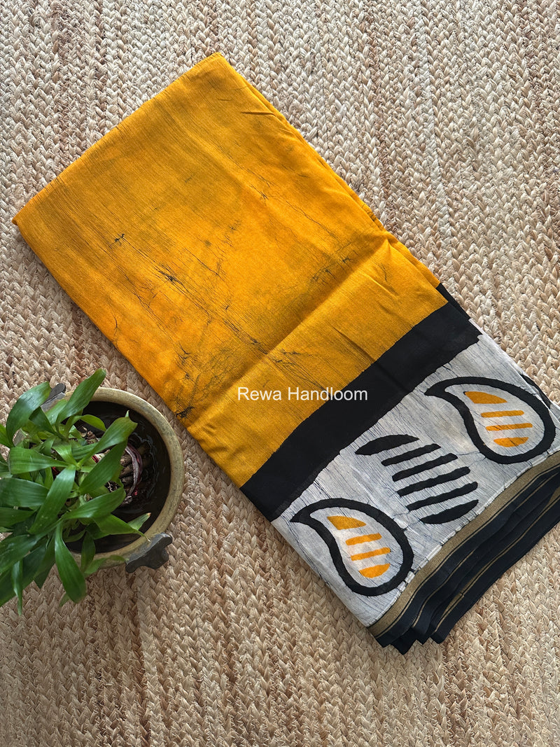 Yellow Chanderi Silk Printed Saree CPS099