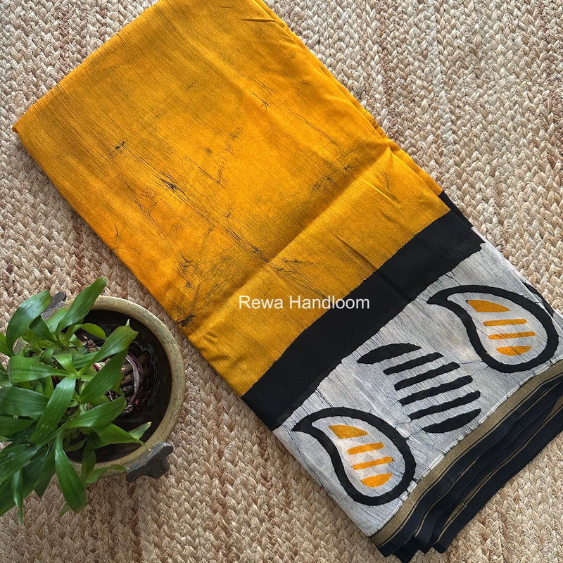 Yellow Chanderi Silk Printed Saree CPS099