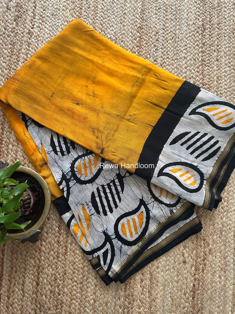 Yellow Chanderi Silk Printed Saree CPS099