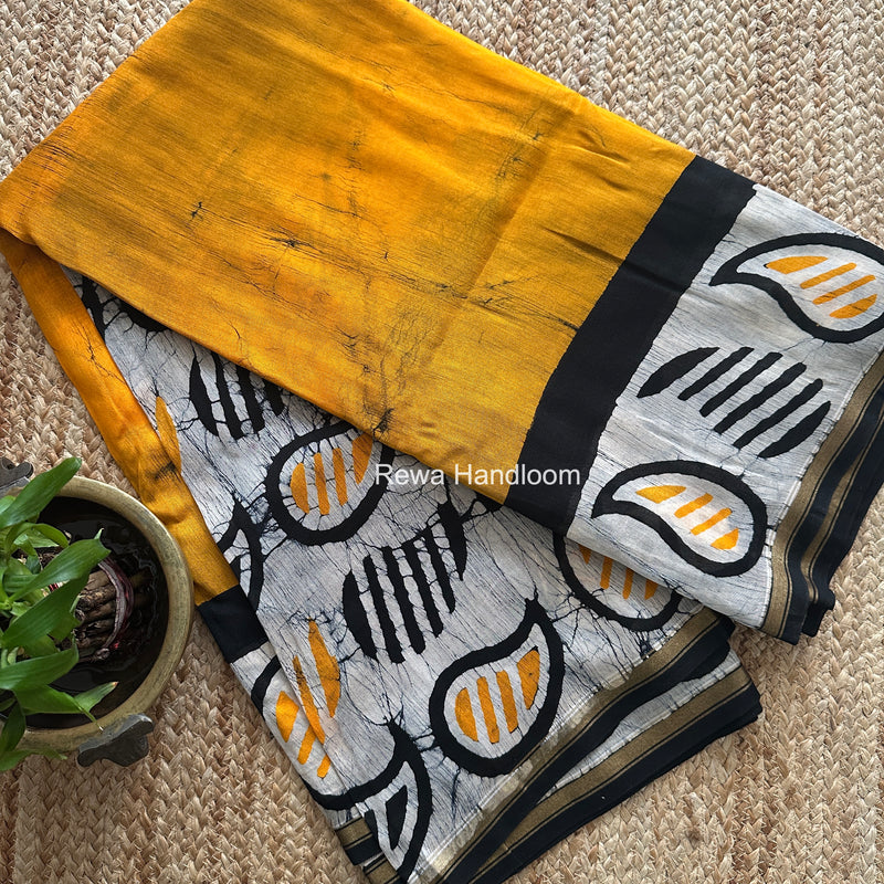 Yellow Chanderi Silk Printed Saree CPS099