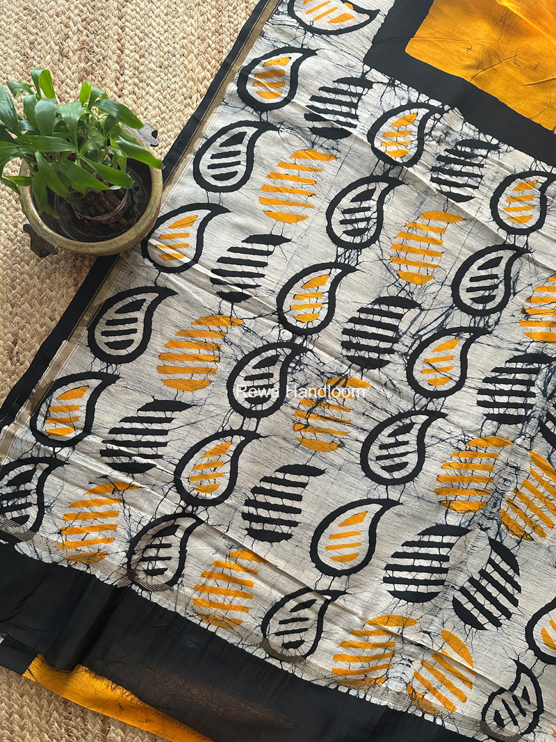 Yellow Chanderi Silk Printed Saree CPS099