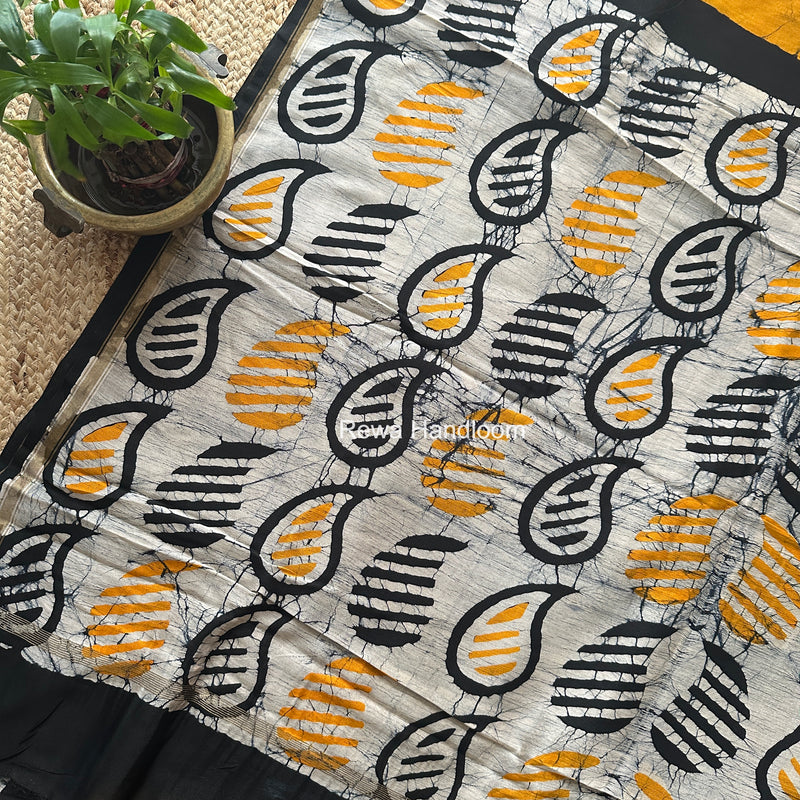 Yellow Chanderi Silk Printed Saree CPS099