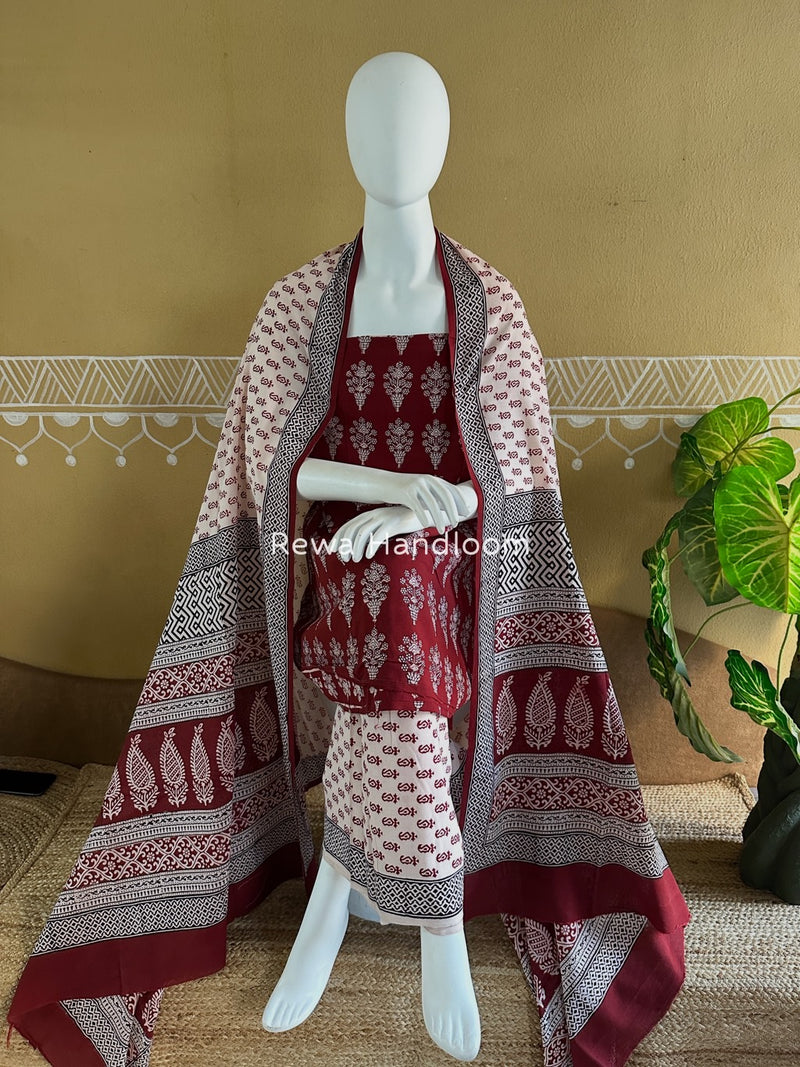 Bagh Print Cotton Suit 