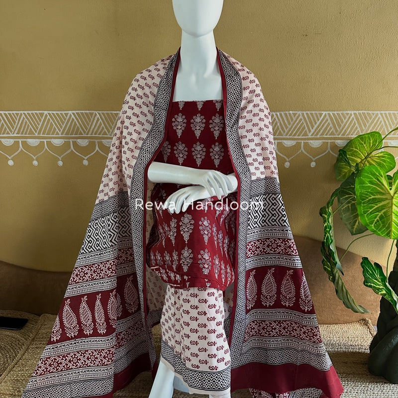 Bagh Print Cotton Suit 