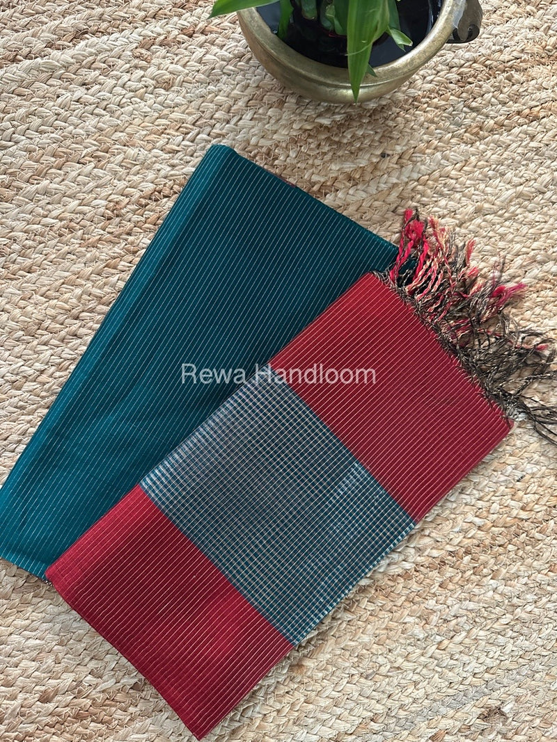 Maheshwari Rama Green-Red Tissue Top-Dupatta TTP013