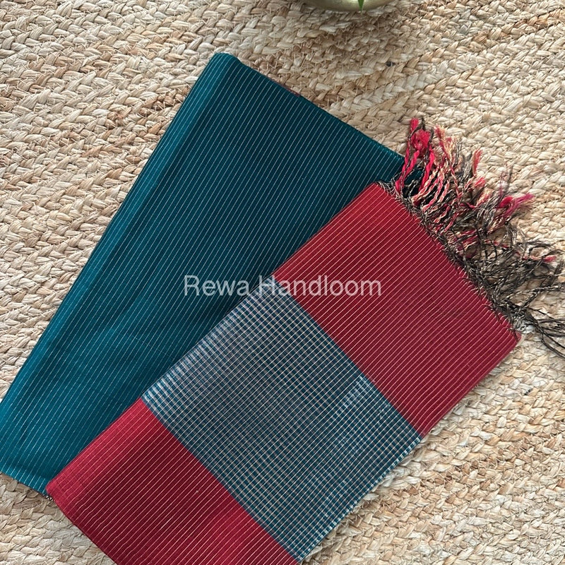 Maheshwari Rama Green-Red Tissue Top-Dupatta TTP013