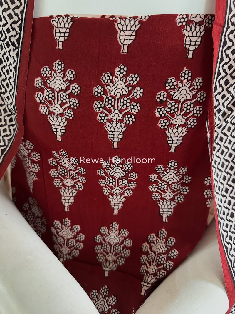 Red-White Bagh Print Cotton Suit BGCSJ0163