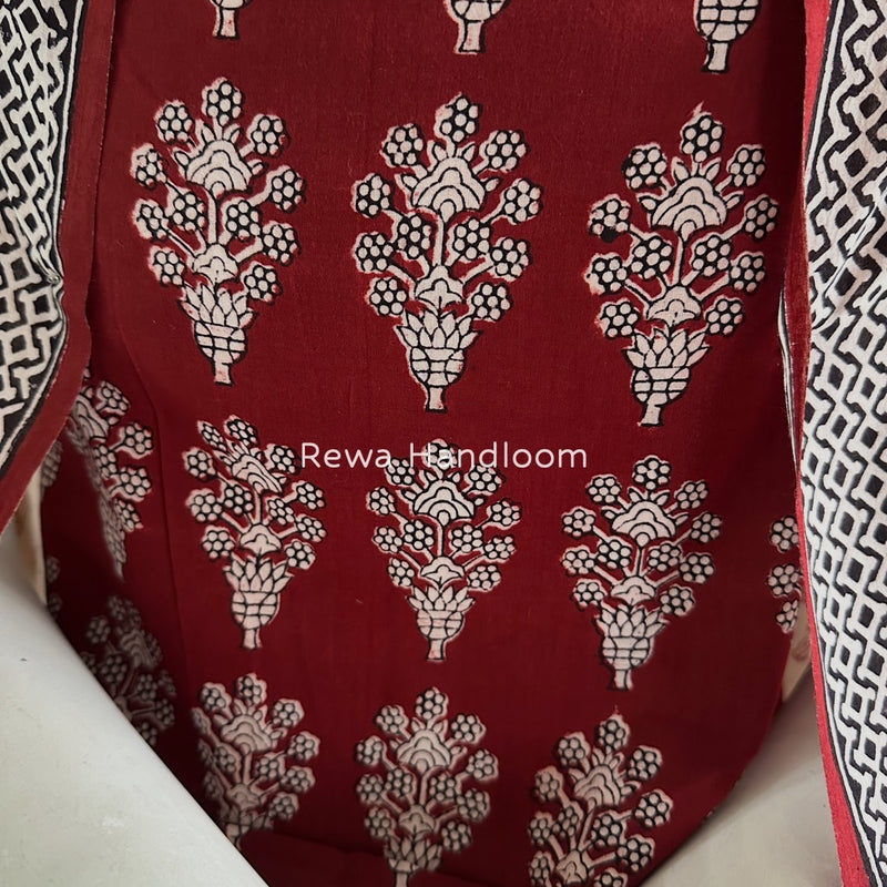 Red-White Bagh Print Cotton Suit BGCSJ0163