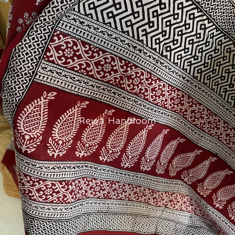 Red-White Bagh Print Cotton Suit BGCSJ0163