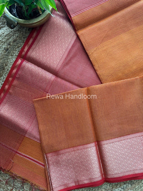 Exclusive Maheswari Rust Orange Tissue Silk Saree ZTS076