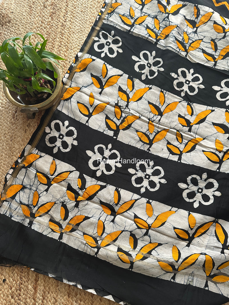 Black Chanderi Silk Printed Saree CPS0108