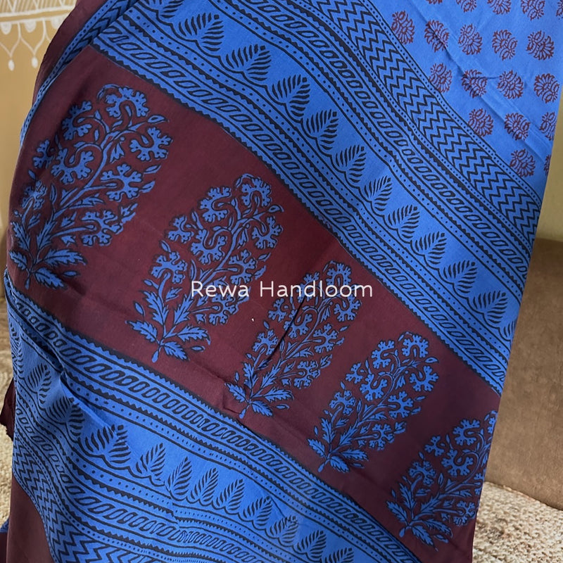 Maroon-Blue Bagh Print Cotton Suit BGCSJ0178