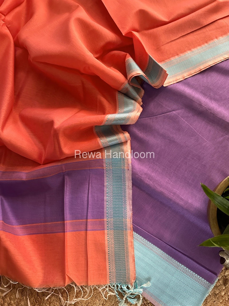 Maheshwari Lavender-Light Orange Multicolour Dress Material RTP029