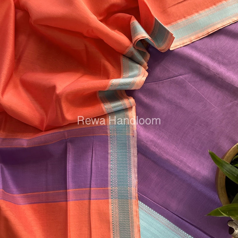 Maheshwari Lavender-Light Orange Multicolour Dress Material RTP029
