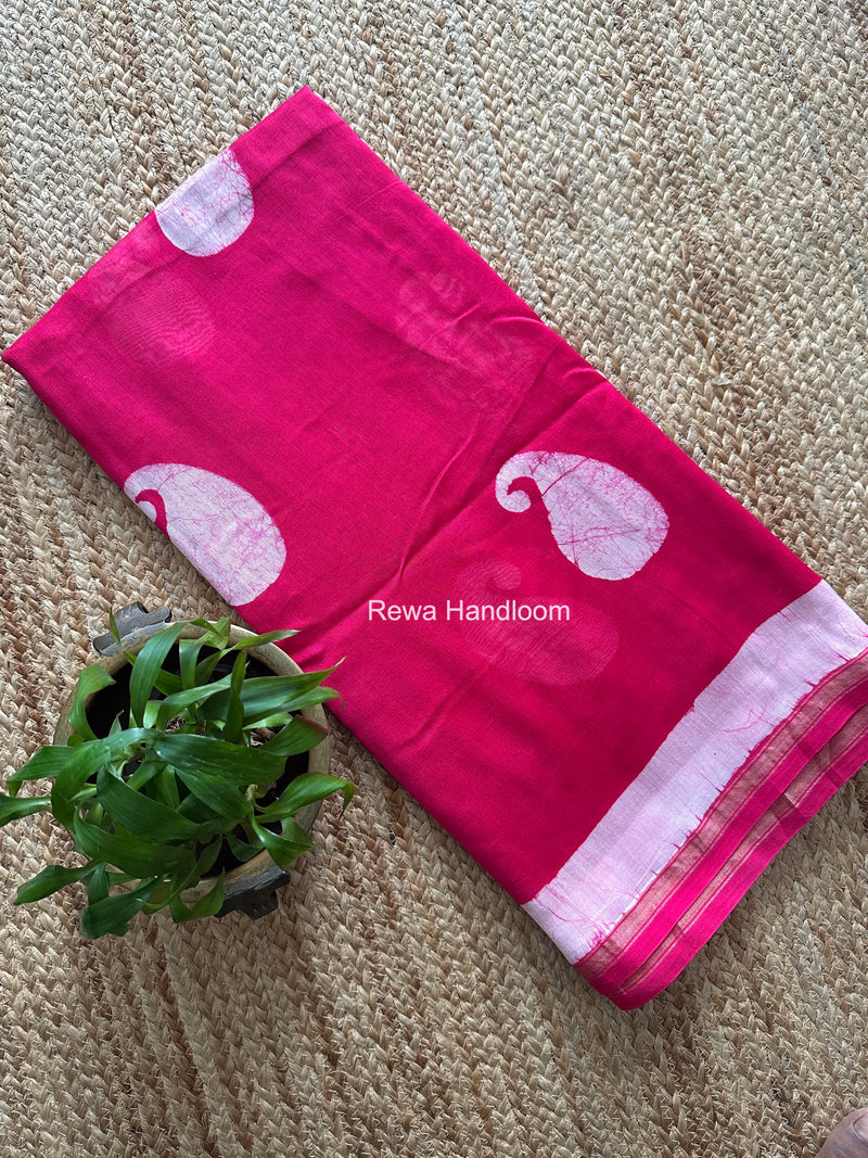 Rani Pink Chanderi Silk Printed Saree CPS086