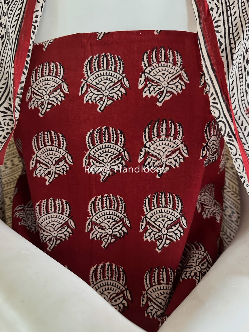 Red-White Bagh Print Cotton Suit BGCSJ0171