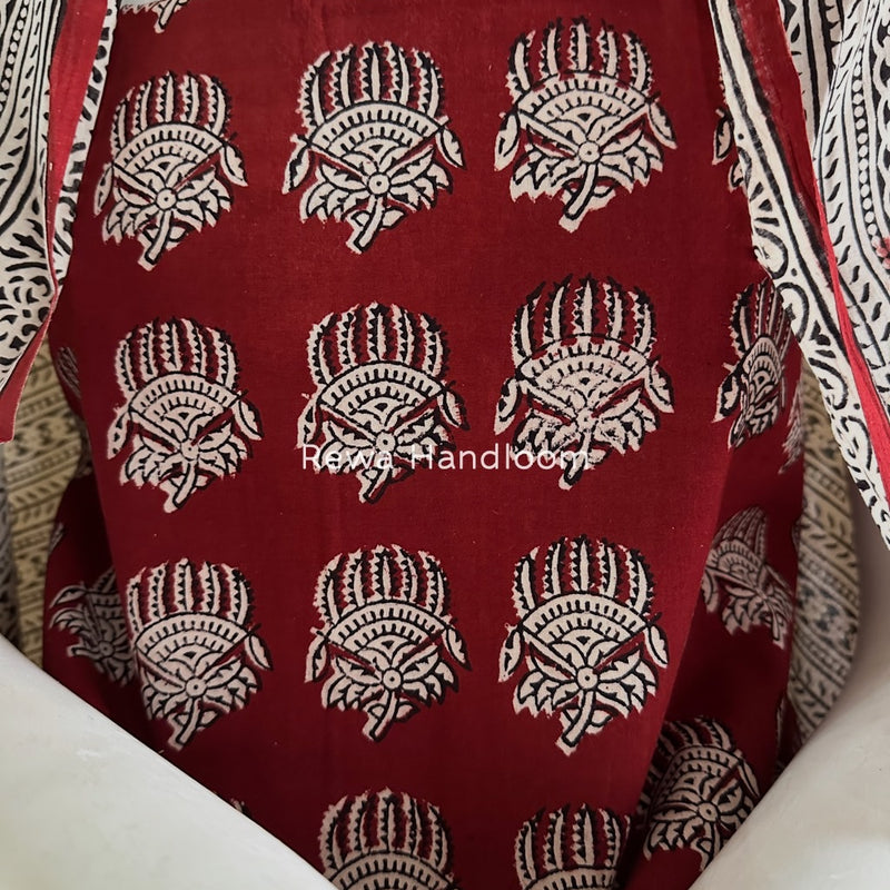 Red-White Bagh Print Cotton Suit BGCSJ0171