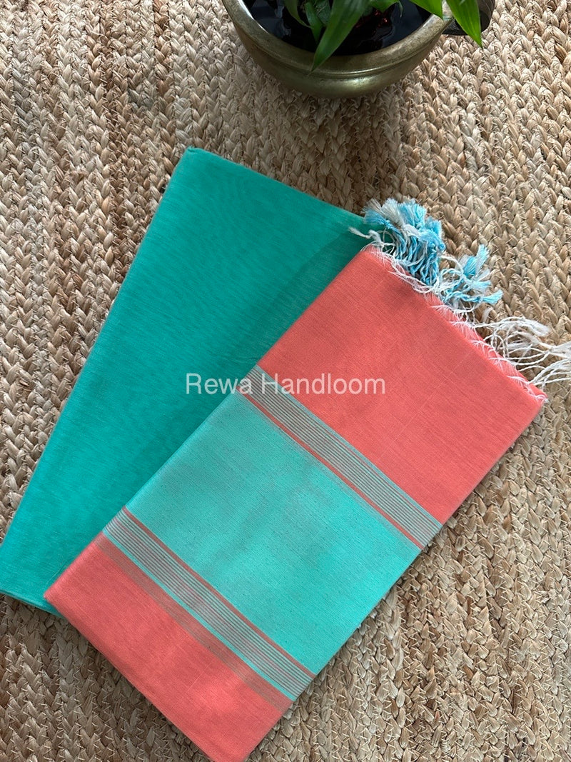 Maheshwari Sea Green-Light Orange Multicolour Dress Material RTP026