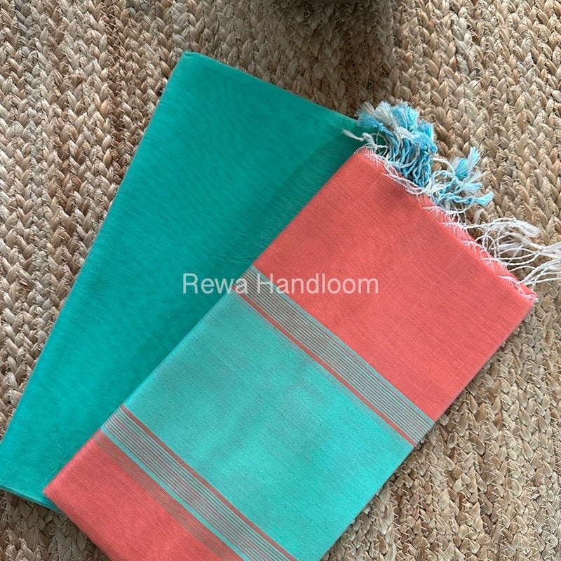 Maheshwari Sea Green-Light Orange Multicolour Dress Material RTP026