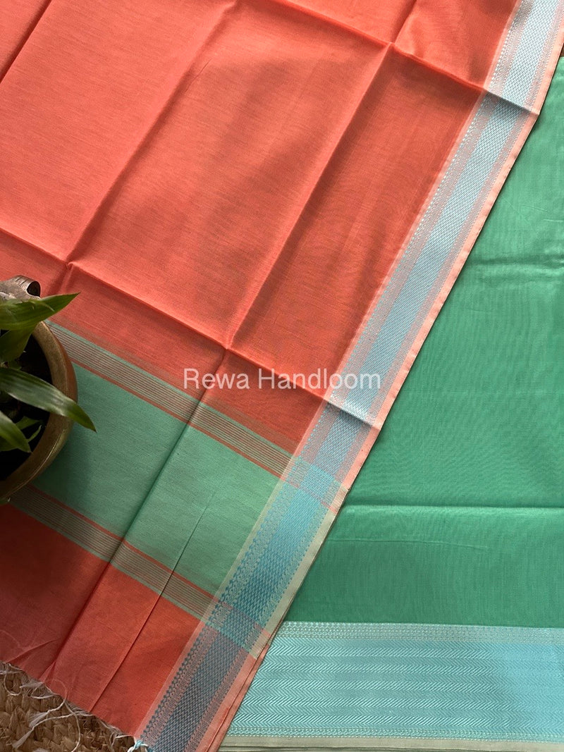 Maheshwari Sea Green-Light Orange Multicolour Dress Material RTP026