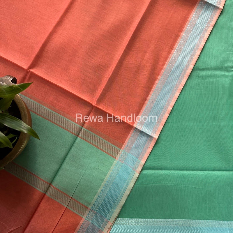 Maheshwari Sea Green-Light Orange Multicolour Dress Material RTP026