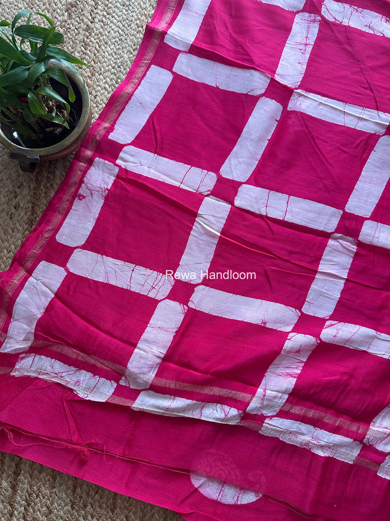 Rani Pink Chanderi Silk Printed Saree CPS086