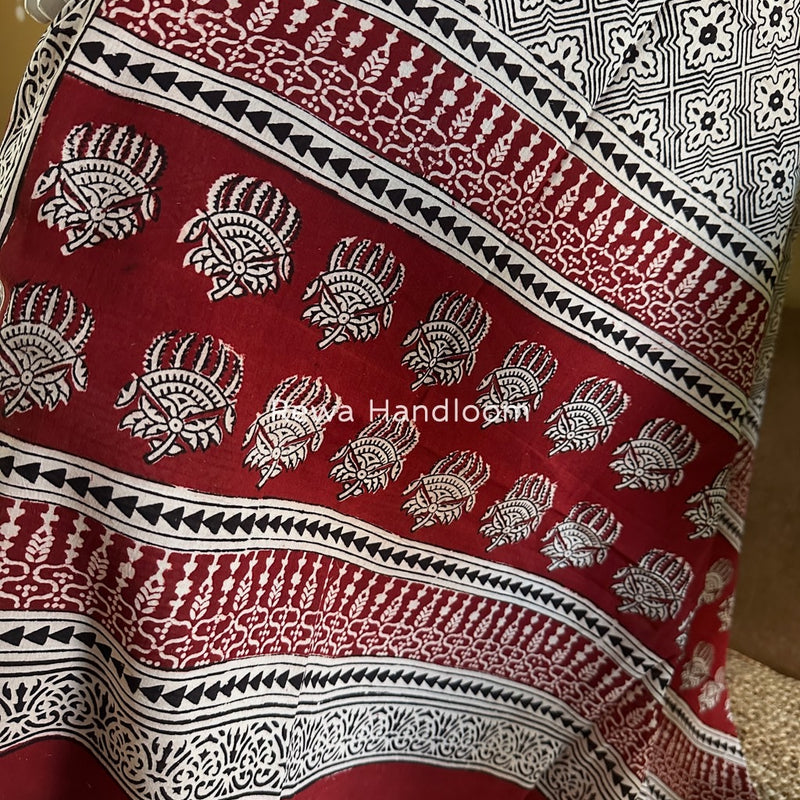 Red-White Bagh Print Cotton Suit BGCSJ0171