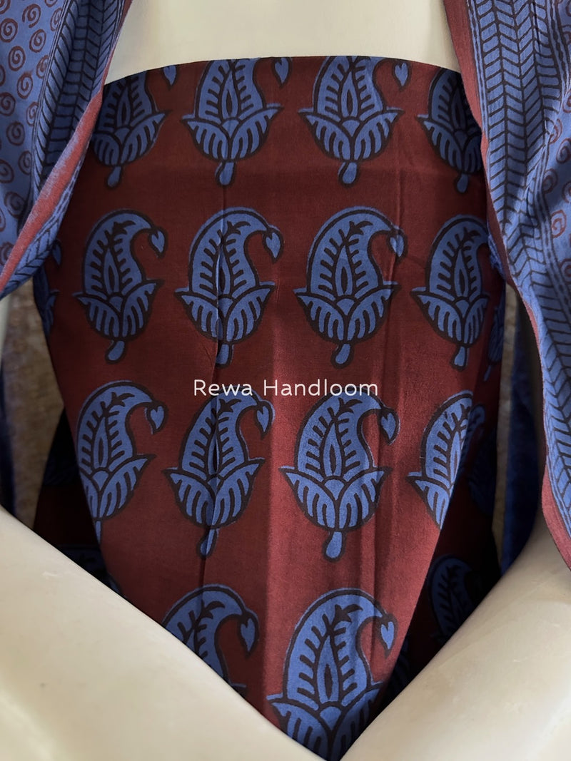 Maroon-Blue Bagh Print Cotton Suit BGCSJ0200