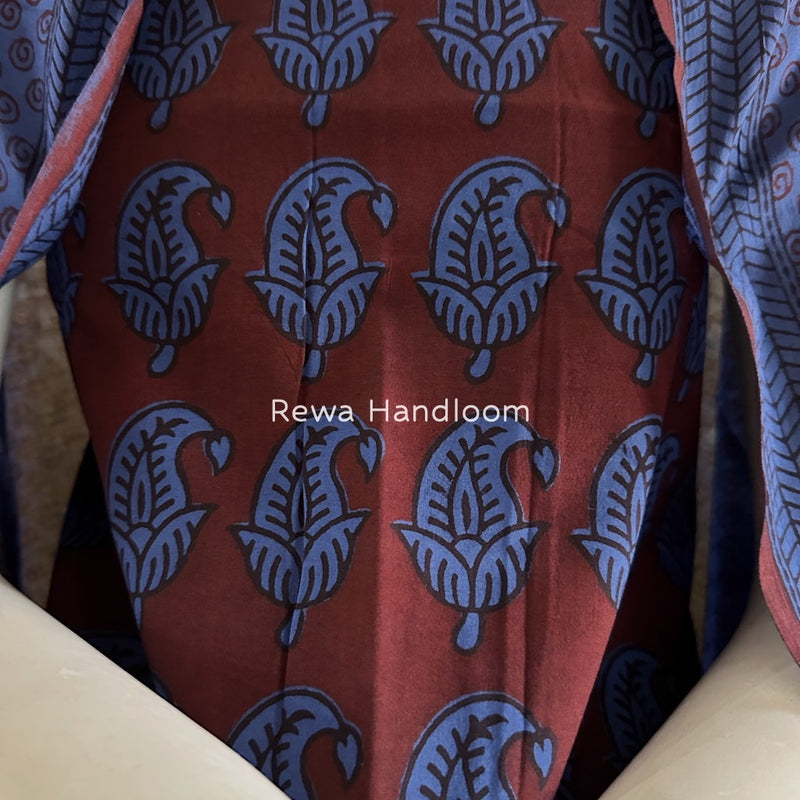 Maroon-Blue Bagh Print Cotton Suit BGCSJ0200