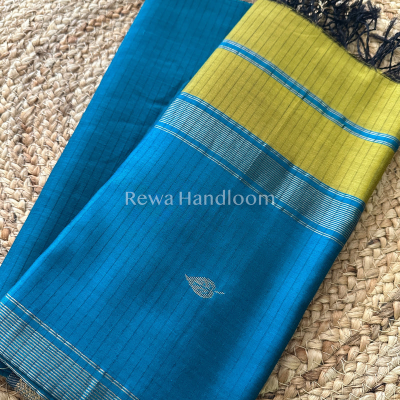 Maheshwari Rama Green-Yellow Motifs Top-Dupatta Set-PST043