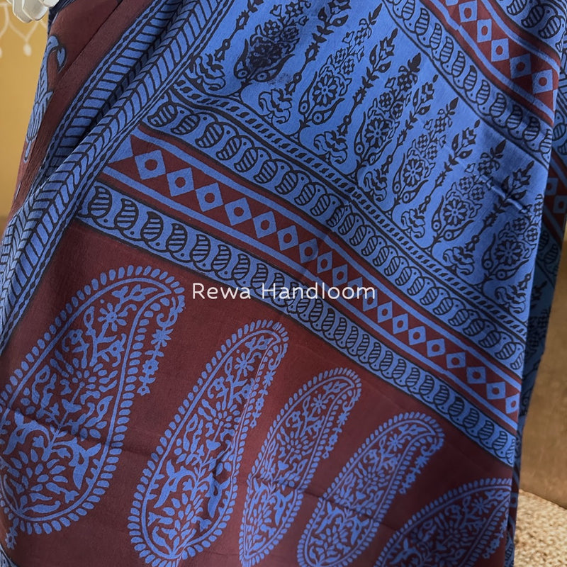 Maroon-Blue Bagh Print Cotton Suit BGCSJ0200