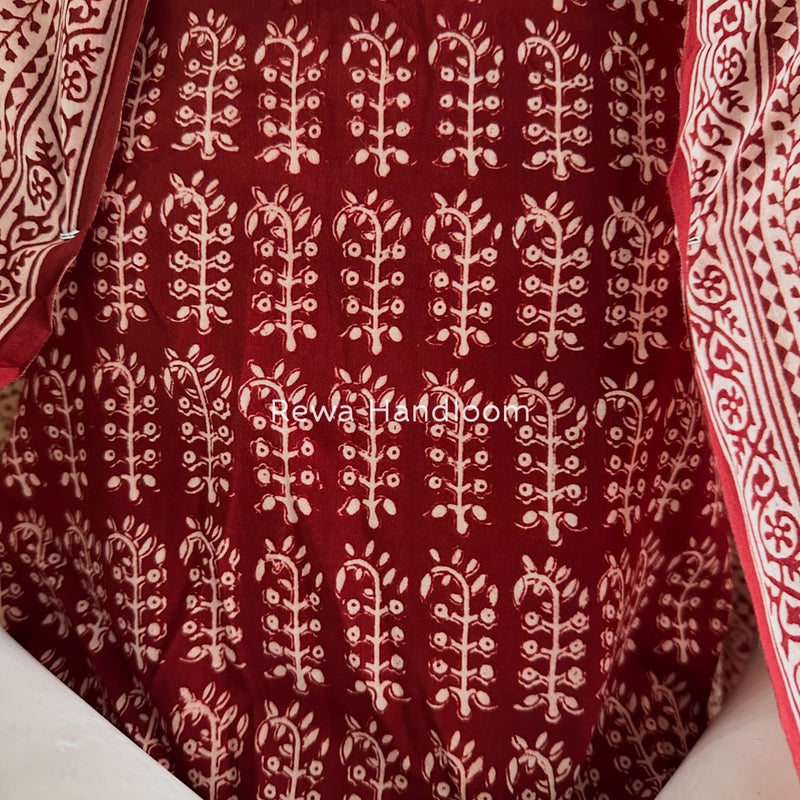 Red-White Bagh Print Cotton Suit BGCSJ0179
