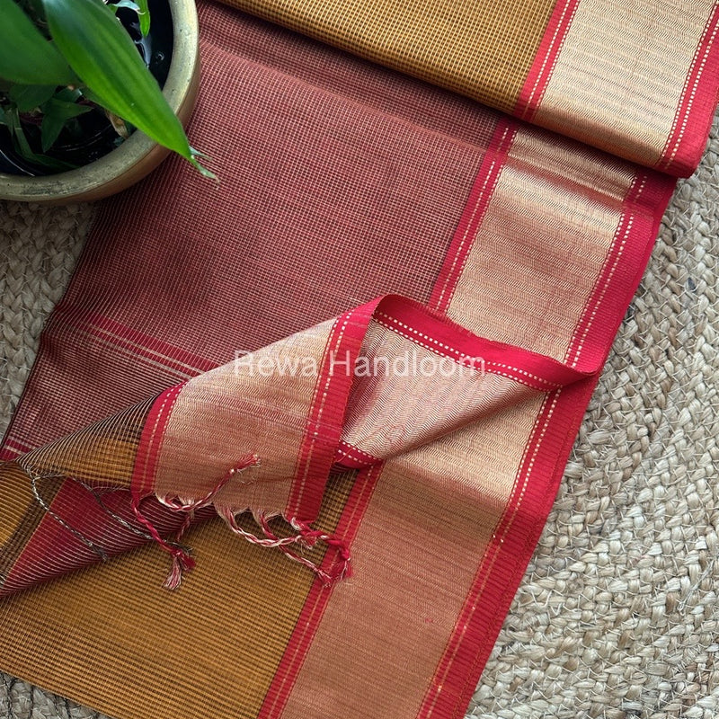 Exclusive Maheswari Mustard Yellow Tissue Silk Saree ZTS075