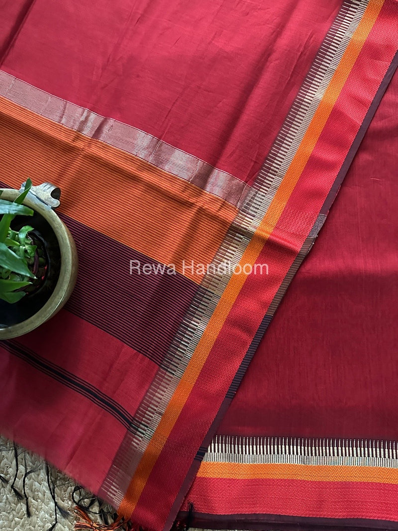 Maheshwari Red Multicolour Dress Material RTP050