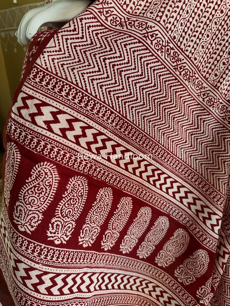 Red-White Bagh Print Cotton Suit BGCSJ0179