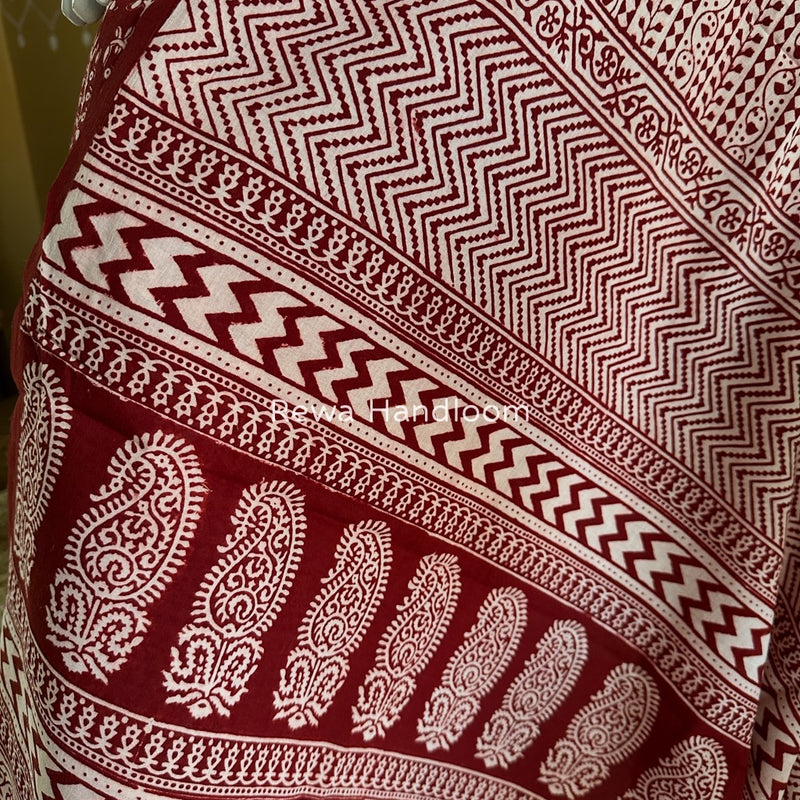 Red-White Bagh Print Cotton Suit BGCSJ0179