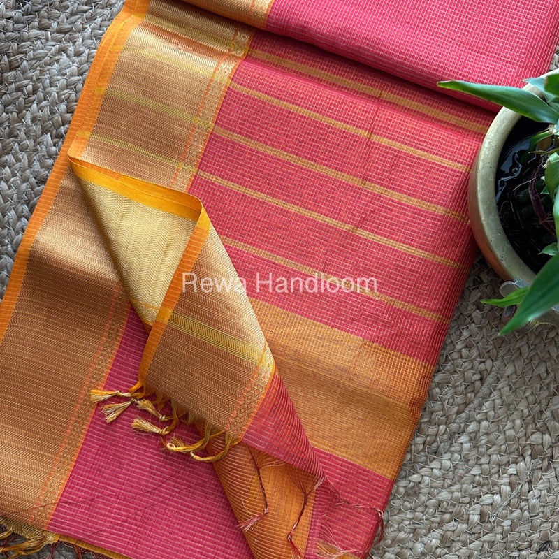 Exclusive Maheswari Fuchsia Pink Tissue Silk Saree ZTS070