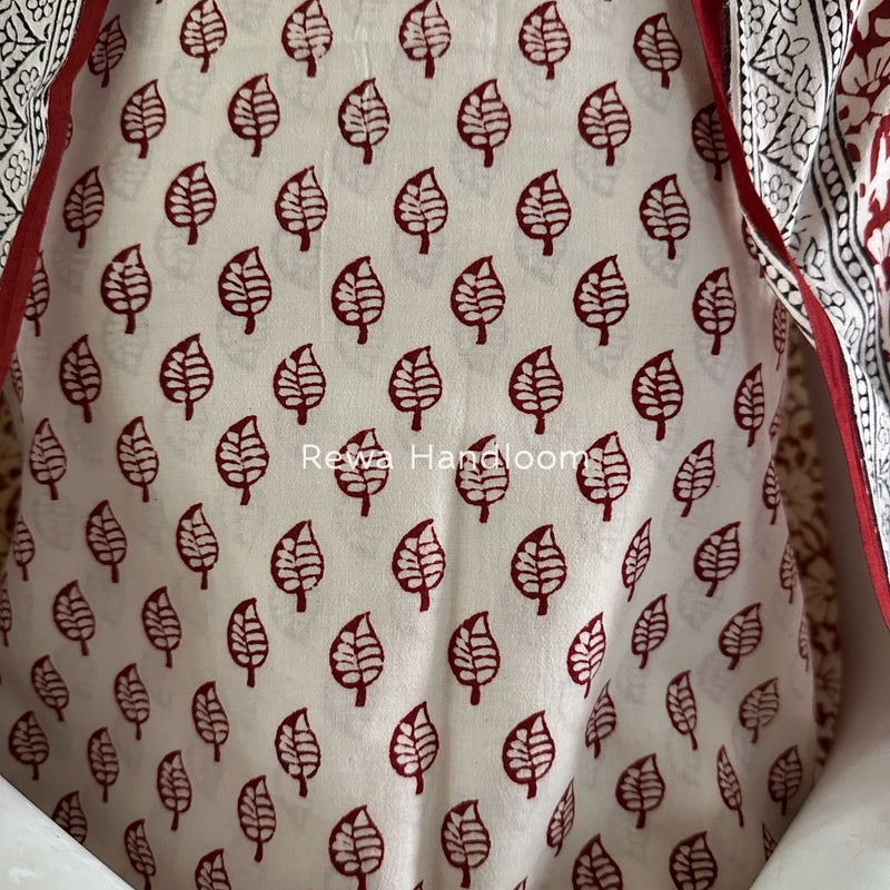 White-Red Bagh Print Cotton Suit BGCSJ0185