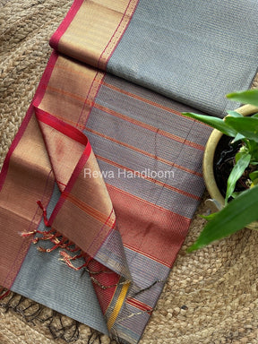 Exclusive Maheswari Grey Tissue Silk Saree ZTS069