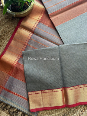 Exclusive Maheswari Grey Tissue Silk Saree ZTS069