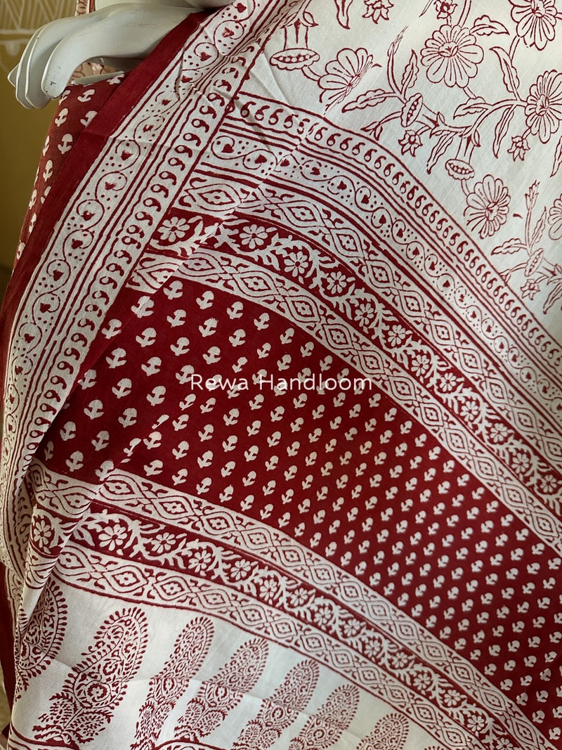 Red-White Bagh Print Cotton Suit BGCSJ0149