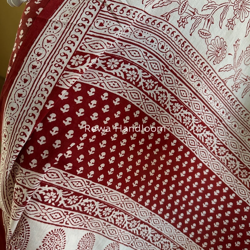 Red-White Bagh Print Cotton Suit BGCSJ0149