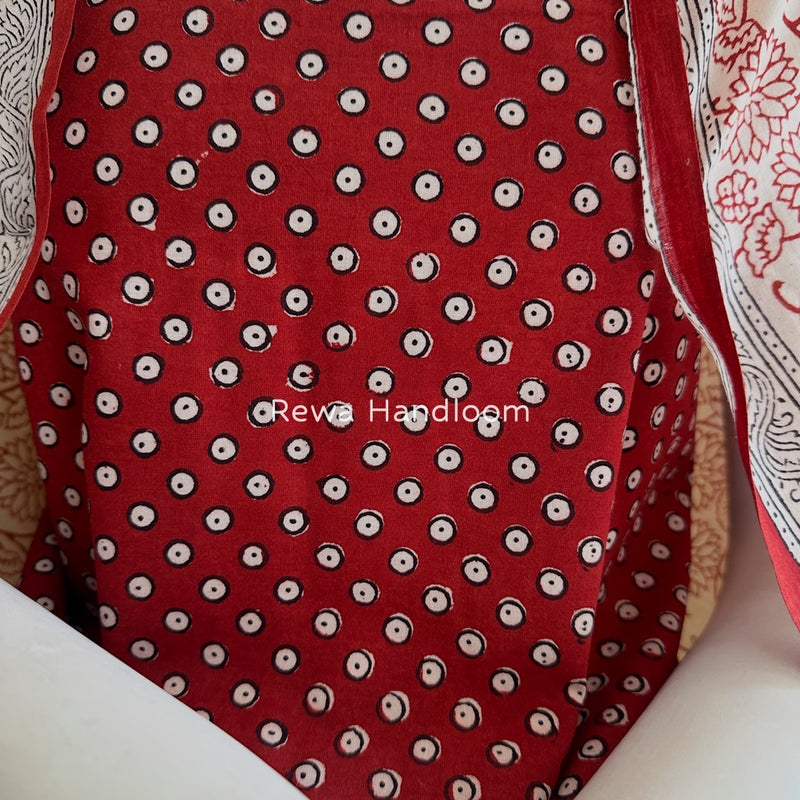 Red-White Bagh Print Cotton Suit BGCSJ0144